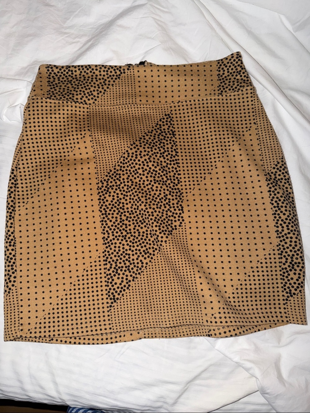 silence + noise Tan Mini Skirt with Black Dot Pattern